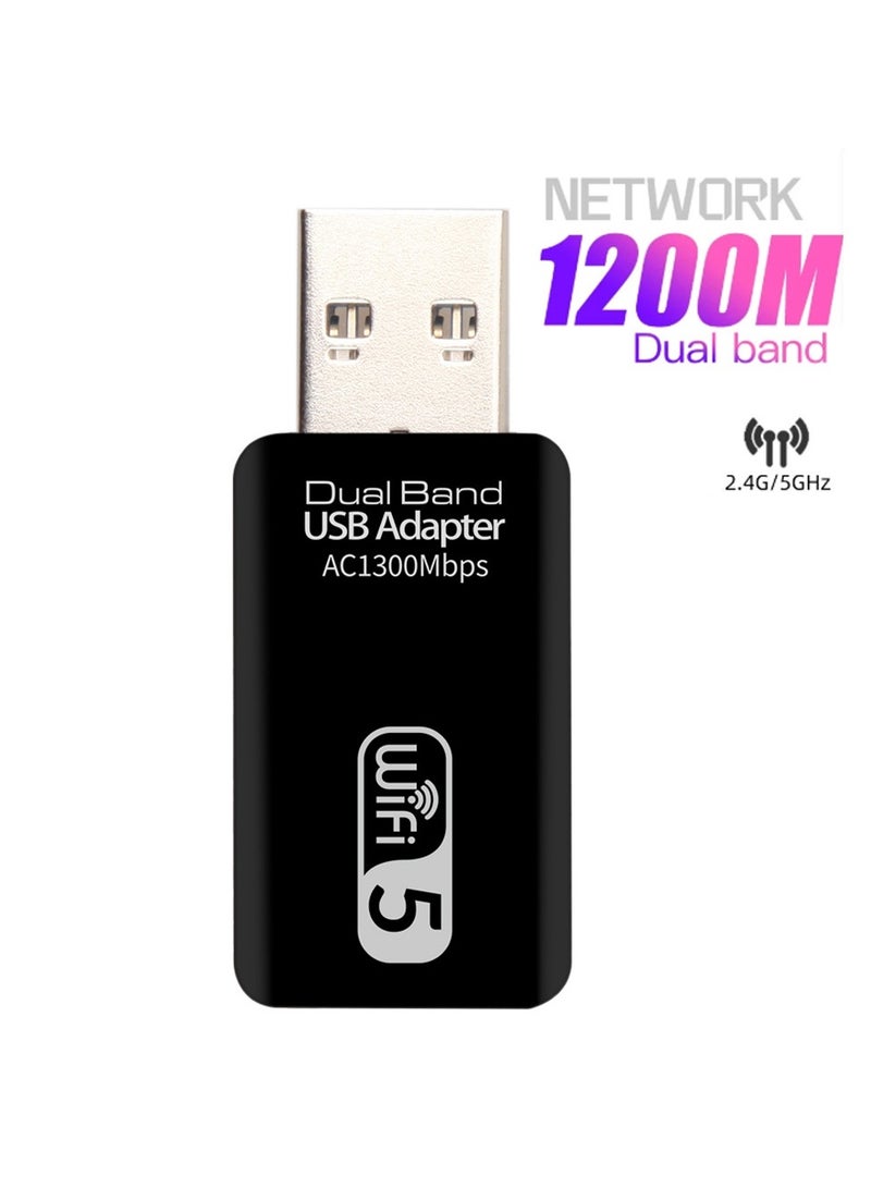 General 1200Mbps Dual Band WiFi USB Adapter, USB WiFi Receiver for PC Desktop Laptop, Dual Band WiFi Network Card 2.4Ghz/5.8Ghz Dongle Pin Antenna  - Image 3