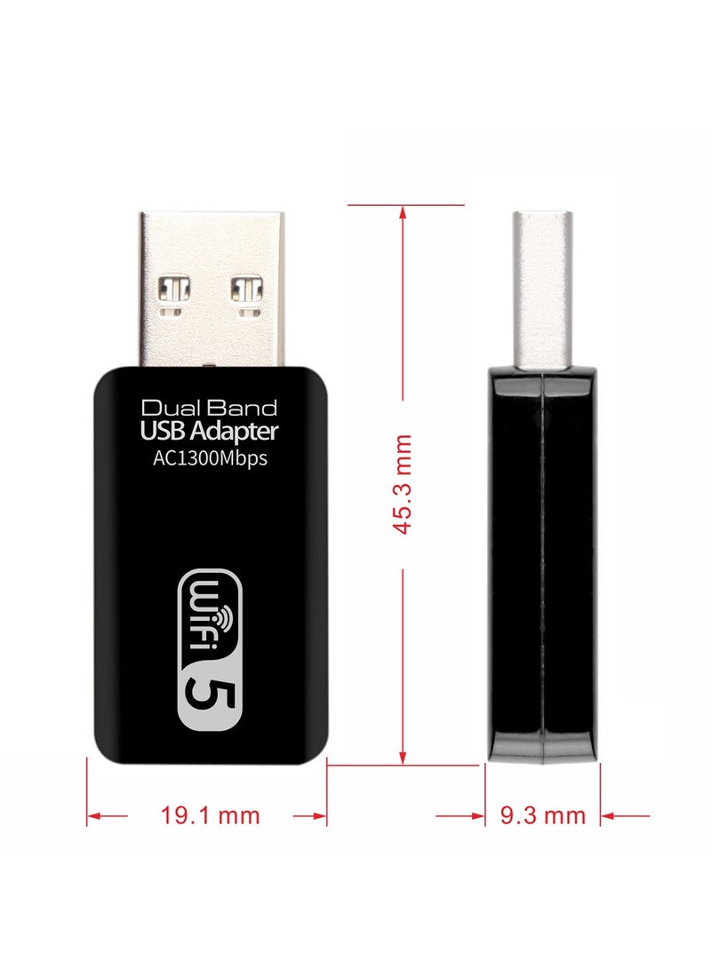 General 1200Mbps Dual Band WiFi USB Adapter, USB WiFi Receiver for PC Desktop Laptop, Dual Band WiFi Network Card 2.4Ghz/5.8Ghz Dongle Pin Antenna  - Image 4