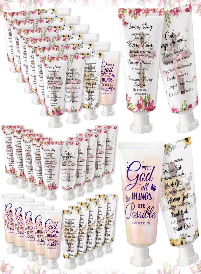 Sacubee 100 Pcs Christian Hand Cream Bulk Gifts for Women Bible Verse Mini Hand Lotion Scripture Travel Lotion for Dry Cracked Christian Religious Gifts Bulk for Mom Women Teacher Wedding Favors (Cross Style) - Image 1