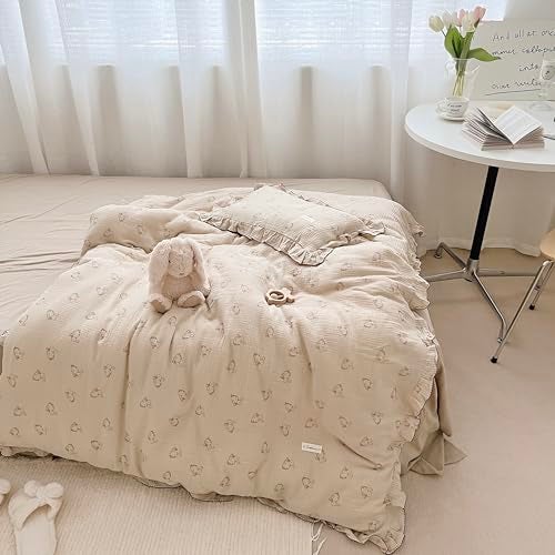 AOJIM Muslin Cotton Kids Duvet Cover with Ruffled Edges for Boys Girls, 1 Piece Soft Pure Cotton Comforter Cover Twin Size 68X86'', Rabbit Kids Bedding Duvet Cover for Room Decor, No Quilt/Pillow - Image 3