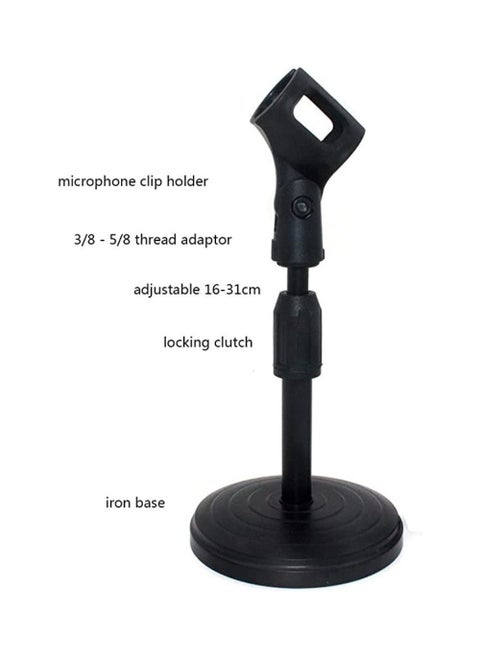 Microphone mini adjustable stand,Best use for conference room, Mic Clip and Heavy Iron Base,Foldable,Retractable and Adjustable for Live Broadcasts,Podcasts,Singing,Computer,Meetings and Lectures