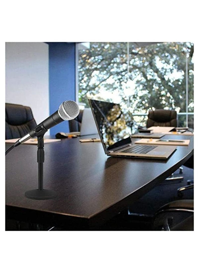 Microphone mini adjustable stand,Best use for conference room, Mic Clip and Heavy Iron Base,Foldable,Retractable and Adjustable for Live Broadcasts,Podcasts,Singing,Computer,Meetings and Lectures