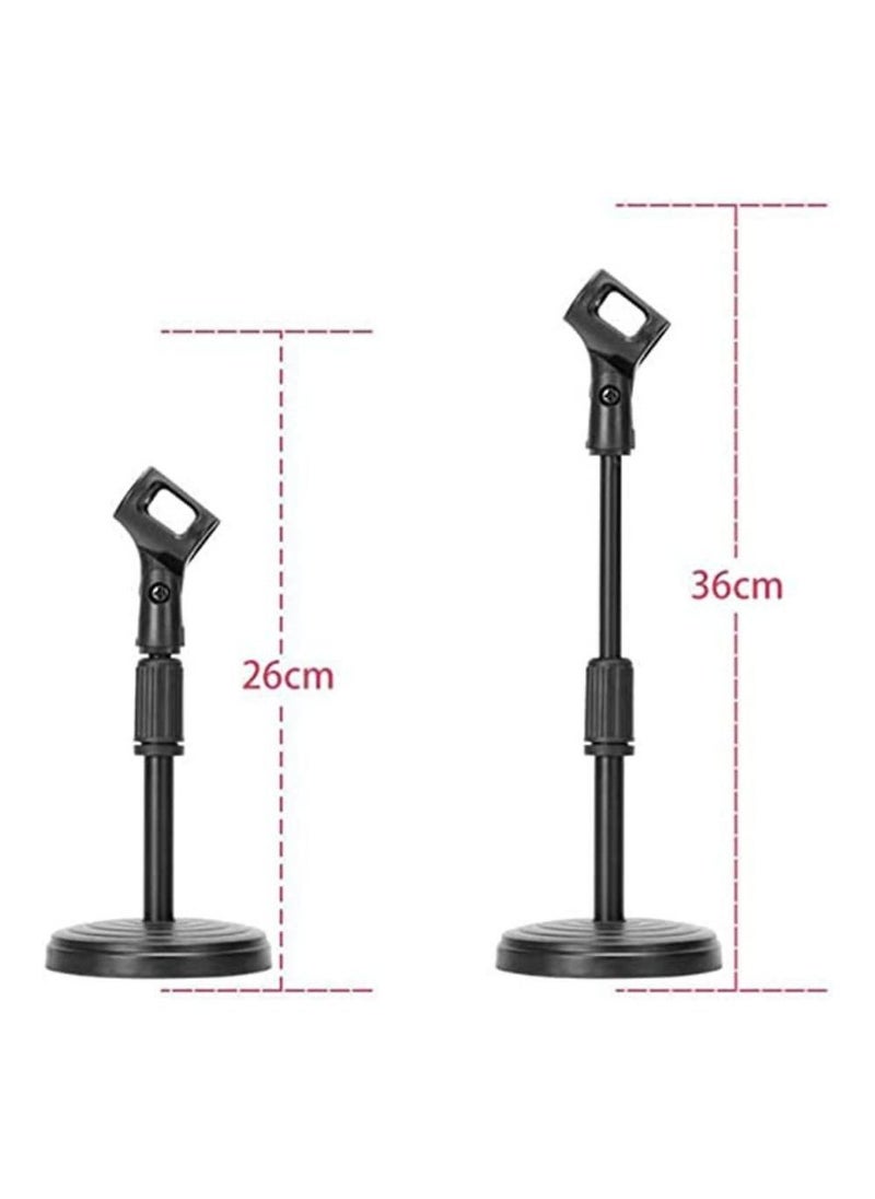 Microphone mini adjustable stand,Best use for conference room, Mic Clip and Heavy Iron Base,Foldable,Retractable and Adjustable for Live Broadcasts,Podcasts,Singing,Computer,Meetings and Lectures