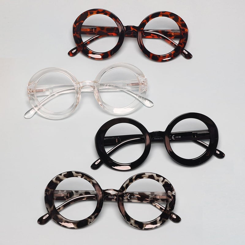 LUR Oversized Round Reading Glasses for Women - 4 Pack Ladies Readers Large Frame +2.00 - Image 5