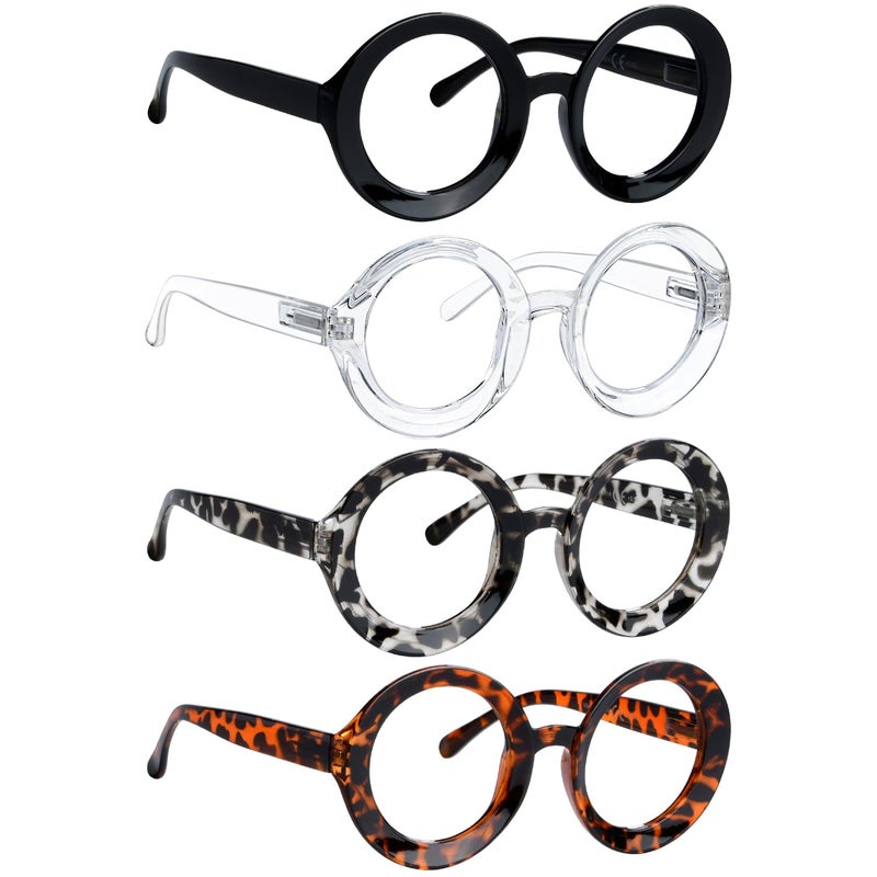 LUR Oversized Round Reading Glasses for Women - 4 Pack Ladies Readers Large Frame +2.00 - Image 1