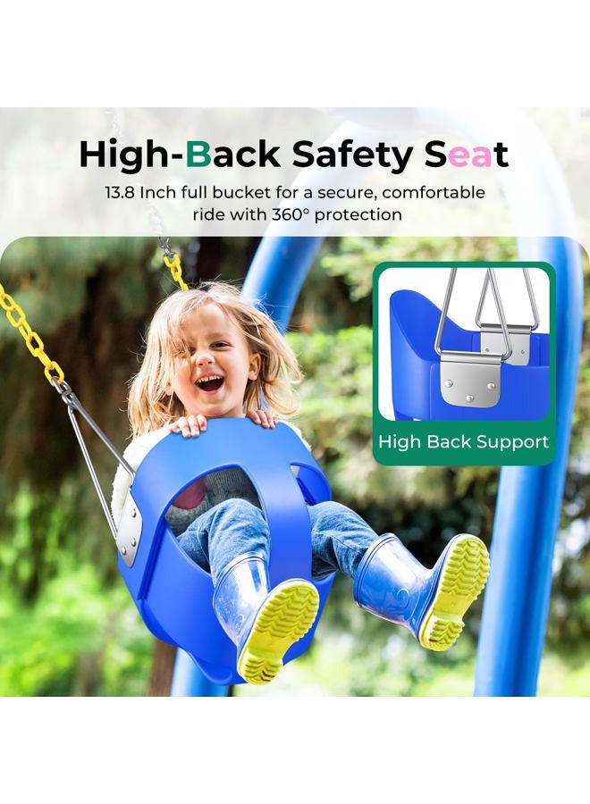 DECORLIFE Toddler Swing Seat, Outdoor Baby Swing with Coated Chains, Heavy Duty High Back Full Bucket Swing Chair with Ant-Loosing Carabiners, Fully Assembled Swingset Accessories for Backyard, Blue - Image 4