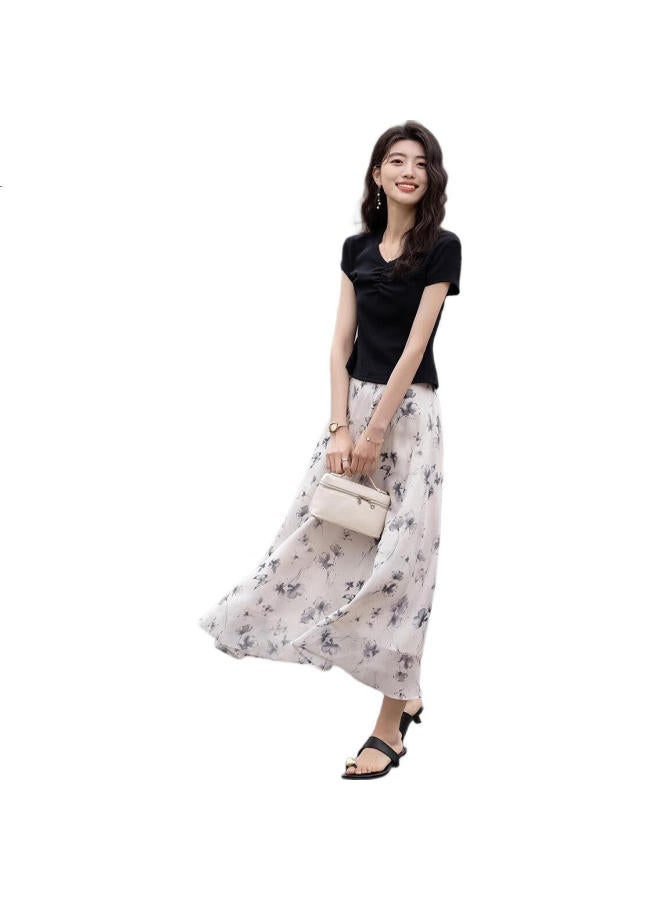 dme Summer Elegant V-Neck Pleated Slim Fit Short Sleeve Comfortable Women'S T-Shirt With Gentle Cloud Cotton - Image 2