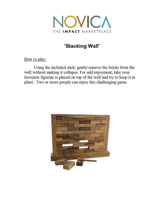 NOVICA Artisan Handmade Wood Game Multi Player Raintree From Thailand Brown Chess Sets Games Other Nat Geo Decor 'Stacking Wall' - Image 4