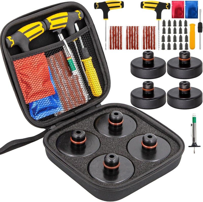 URMECCH Lifting Jack Pad for Tesla Model 3/Y/S/X - 4PCS Rubber Jack Pad Adapter Tool with Tire Repair Kit - Image 1