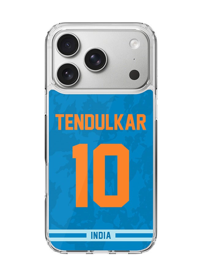 Stylizedd Classic Clear MagSafe Case for iPhone 17 Pro , Hybrid Soft Case Flexible Edges Anti Drop TPU PC Gel Thin Transparent Cover [ Designed for iPhone 17 Pro ] - Team India Sachin Tendulkar, Jersey No 10