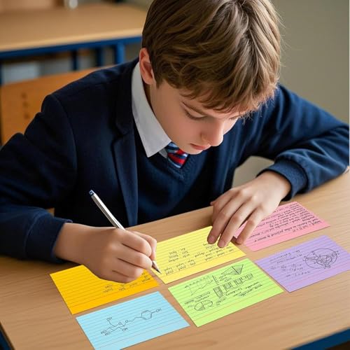 Koogel Index Cards 3x5, Colored Flash Cards for Studying, Heavy Weight Lined Notecard Ruled Note Taking for School College Office Home Supplies, 272 Count, 34 Pack of 8, 8 Colors - Image 5