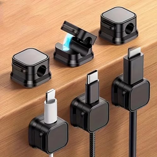 INOVERA (LABEL) 10 Pieces Magnetic Cable Organizer Clips - Desk Wire Management Clip with 3M Adhesive Foam - Cord Holder for Desktop USB Charging Cables, Office, Home (Black) - Image 1
