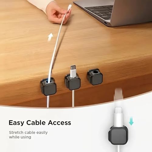 INOVERA (LABEL) 10 Pieces Magnetic Cable Organizer Clips - Desk Wire Management Clip with 3M Adhesive Foam - Cord Holder for Desktop USB Charging Cables, Office, Home (Black) - Image 3