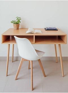 Taimi Pack Of 2 Mid Century Modern Side Chair with High Back Rest, PU Leather Soft Padded Seats and Solid Wood Legs - Dining, Living Room, Kitchen, Bedroom - Shell Tulip Chair White  - Image 5