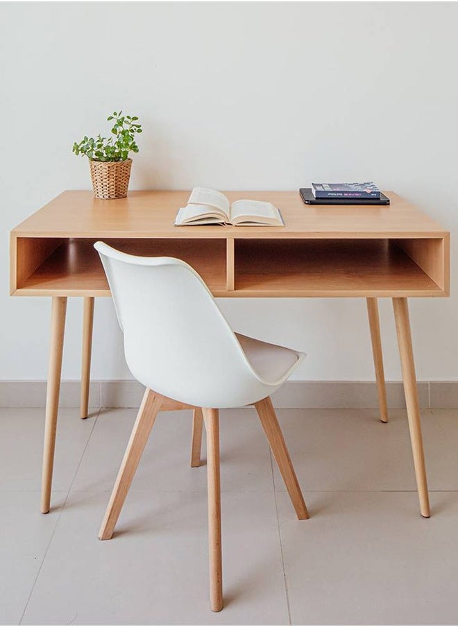 Taimi Pack Of 2 Mid Century Modern Side Chair with High Back Rest, PU Leather Soft Padded Seats and Solid Wood Legs - Dining, Living Room, Kitchen, Bedroom - Shell Tulip Chair White  - Image 5