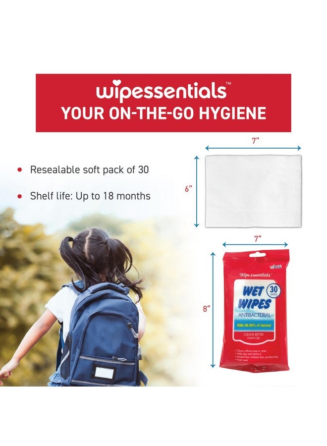 مناديل مطهرة لليدين من Wipeessentials، مناديل مطهرة لليدين للكبار والصغار - 360 منديل - 12 عبوة من مناديل مطهرة لليدين، 30 منديل، أساسيات السفر