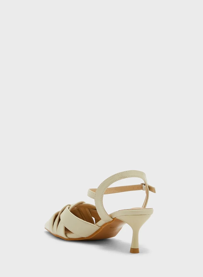 ELLA Interwoven Design Ankle Strap Pointed Pump