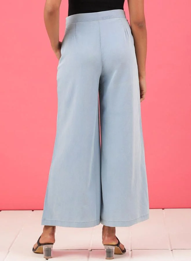 Freehand Freehand Women Blue Wide Leg Solid Pants