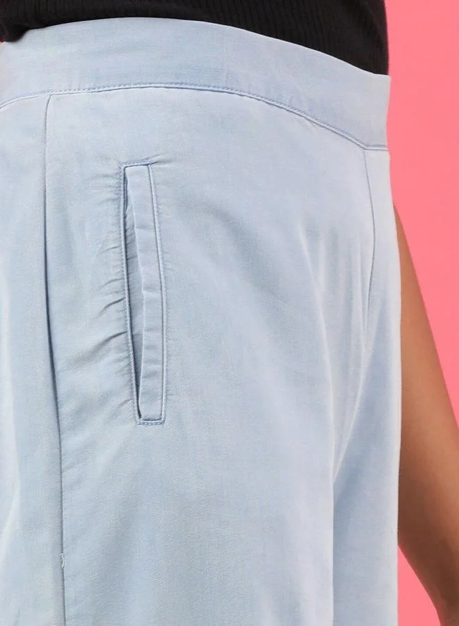 Freehand Freehand Women Blue Wide Leg Solid Pants