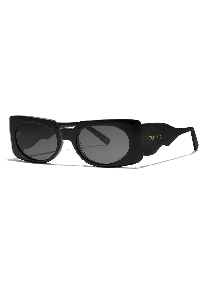 30Sundays 30Sundays Piper, Women’s Rectangle Sunglasses with UV400 Protection (Black, Gray)