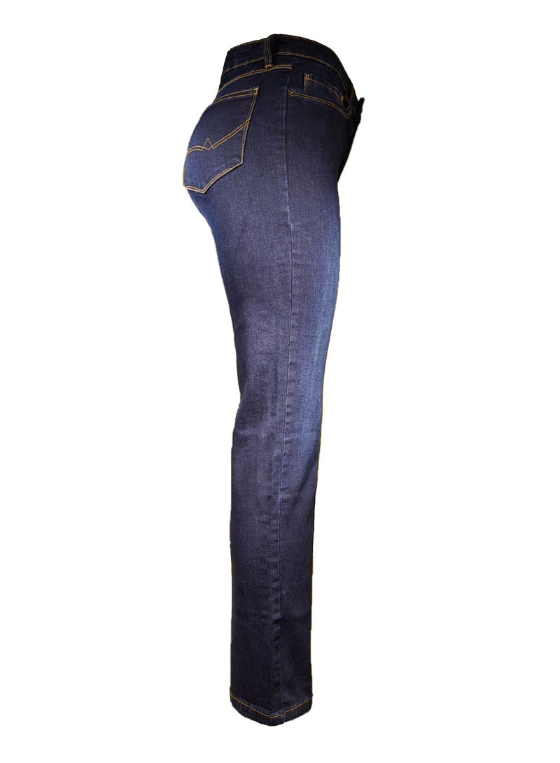 STRAPPT Women's Slim Straight Jeans in Dark Blue Wash - Image 2