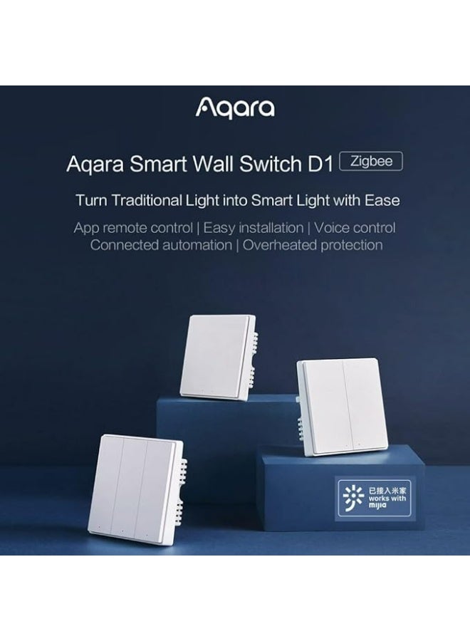 أكارا مفتاح Aqara الذكي D1 Zigbee 3.0 (بدون سلك محايد، مفتاح ثلاثي) - Image 3