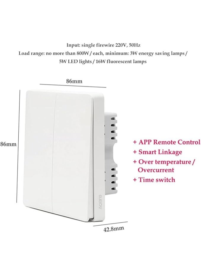 أكارا مفتاح Aqara الذكي D1 Zigbee 3.0 (بدون سلك محايد، مفتاح ثلاثي) - Image 2