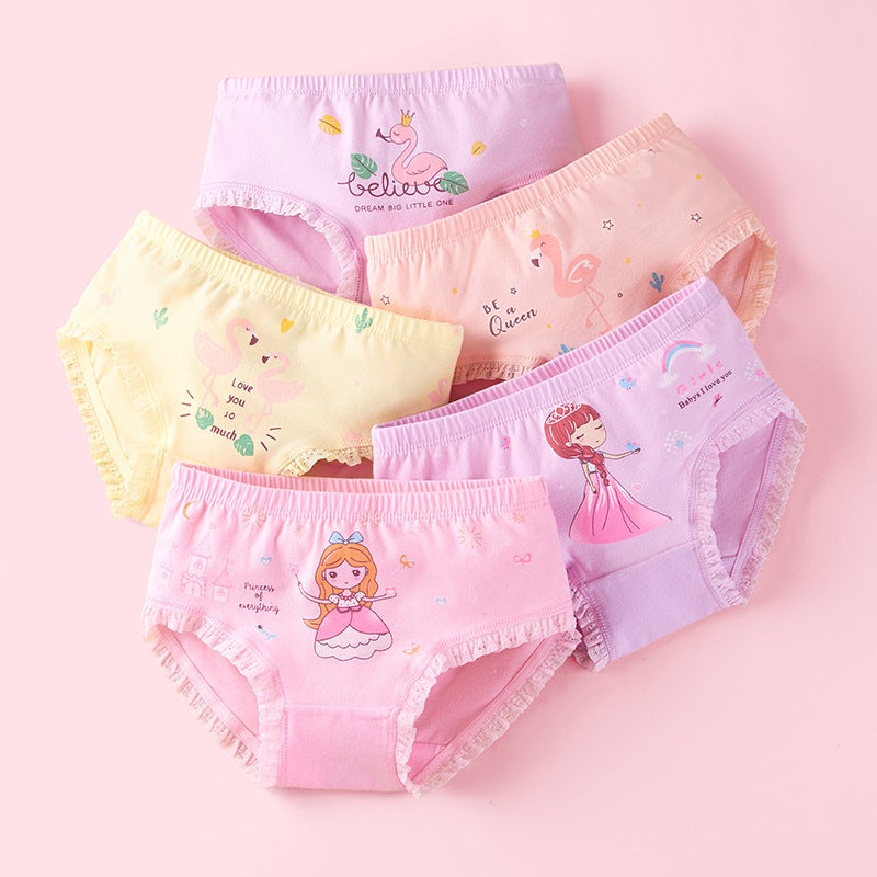 Kids Cotton Triangle Underwear for Girls DH048 color mix and match