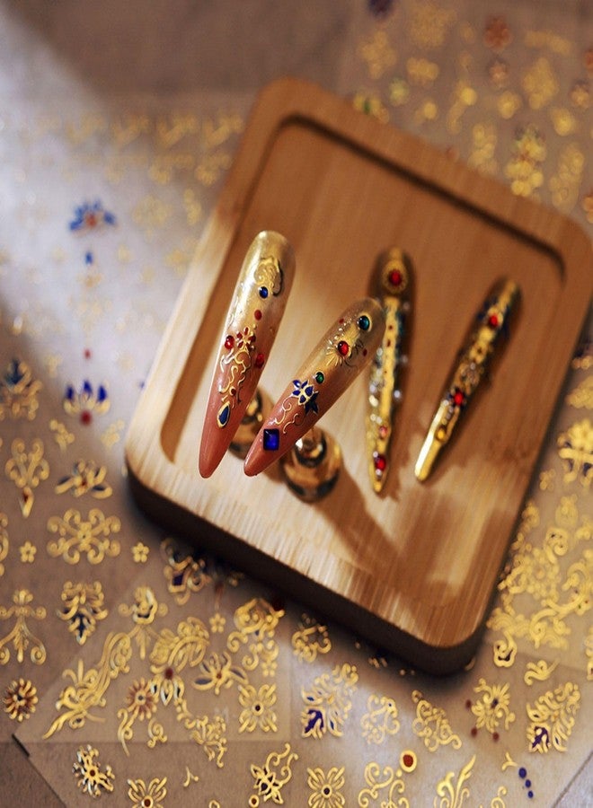 Dedyel 5D Embossed Gold Butterfly Nail Stickers - Luxurious Palace Designs Self-Adhesive Decals for Women, Girls & Kids DIY Nail Art - Image 1