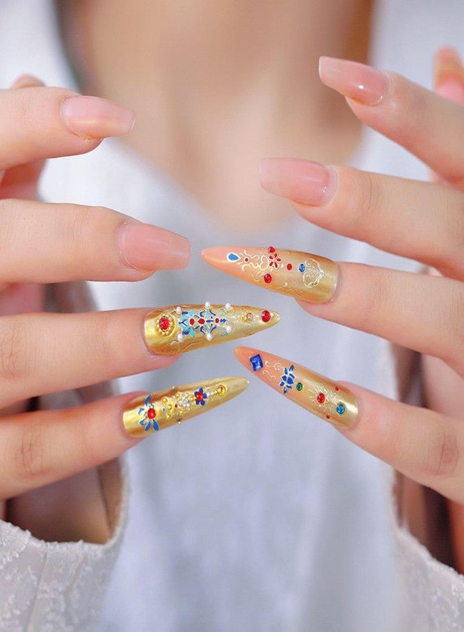 Dedyel 5D Embossed Gold Butterfly Nail Stickers - Luxurious Palace Designs Self-Adhesive Decals for Women, Girls & Kids DIY Nail Art - Image 3