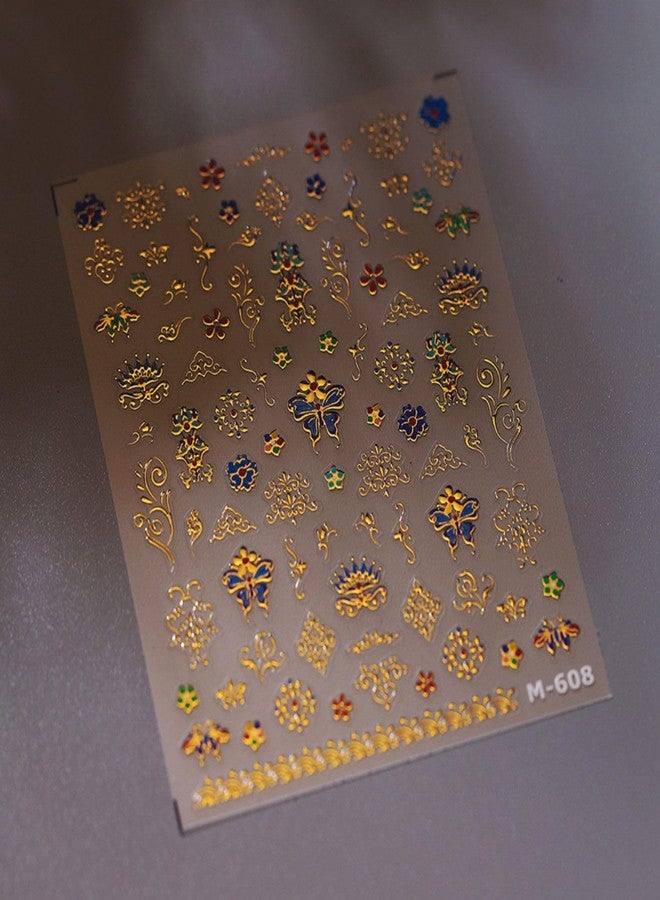 Dedyel 5D Embossed Gold Butterfly Nail Stickers - Luxurious Palace Designs Self-Adhesive Decals for Women, Girls & Kids DIY Nail Art - Image 5