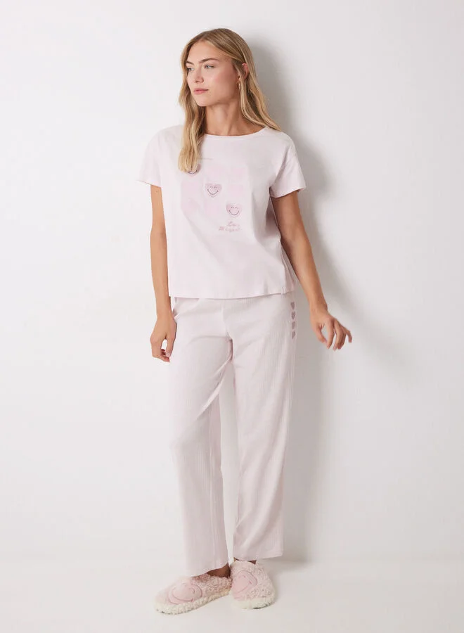 women'secret 100% cotton pink heart pajamas