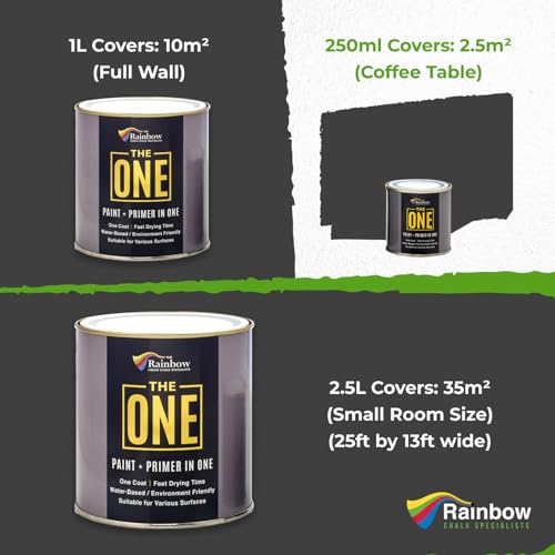The ONE All-In-One Paint & Primer - Charcoal Matte, 8.5 Fl Oz/250ml | 1 Coat Formula | Easy Indoor & Outdoor Decorating for Home & Garden Walls, Floors & Furniture | Water-Based & Low VOC - Image 3