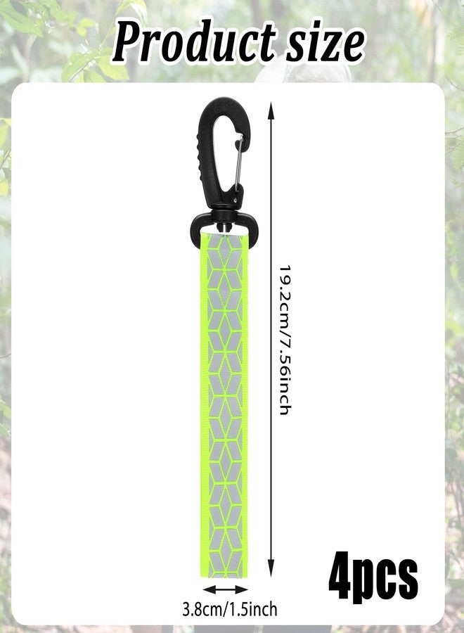 YBEATY 4 PCS Reflective Straps Green Reflective Backpack Tags Safety Reflector Bicycle Pendant Glow in the Dark Keychain for First Aid Bag Clothes Cycling Walking Running Climbing Camping Hiking - Image 2