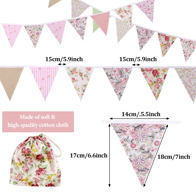 Haomian 12M/40Ft Triangle Bunting Banner 42 Pcs Multicolored Fabric Flags Burlap Pennant Banner Flags Garlands for Wedding, Birthday Party, Outdoor Festival Hanging Decoration (C) - Image 2