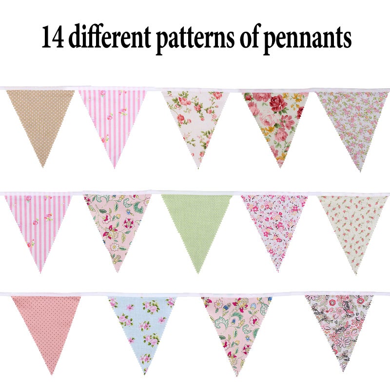 Haomian 12M/40Ft Triangle Bunting Banner 42 Pcs Multicolored Fabric Flags Burlap Pennant Banner Flags Garlands for Wedding, Birthday Party, Outdoor Festival Hanging Decoration (C) - Image 3