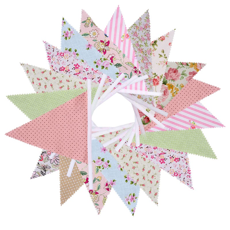 Haomian 12M/40Ft Triangle Bunting Banner 42 Pcs Multicolored Fabric Flags Burlap Pennant Banner Flags Garlands for Wedding, Birthday Party, Outdoor Festival Hanging Decoration (C) - Image 4