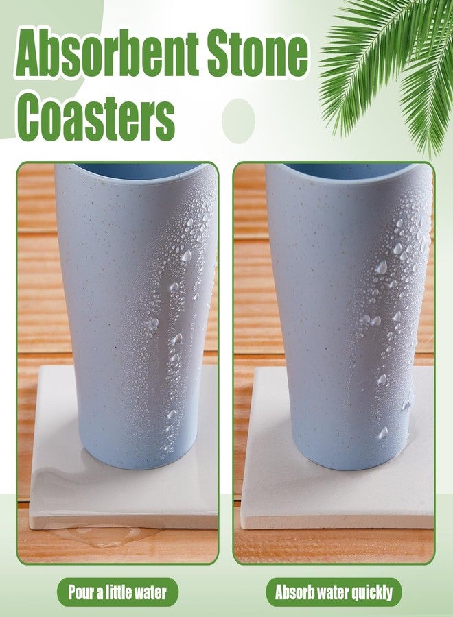 زوبيل مجموعة زوبيل المكونة من 48 قطعة من بلاط السيراميك لصنع قواعد الأكواب، تتضمن بلاطًا أبيض مربعًا ومستديرًا غير مزجج مع وسادة خلفية من الفلين لصنع الهدايا بنفسك (4 × 4 × 0.24 بوصة، مربع، مستدير). - Image 3