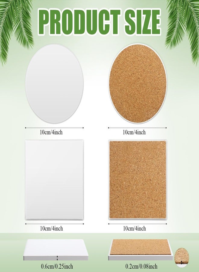 زوبيل مجموعة زوبيل المكونة من 48 قطعة من بلاط السيراميك لصنع قواعد الأكواب، تتضمن بلاطًا أبيض مربعًا ومستديرًا غير مزجج مع وسادة خلفية من الفلين لصنع الهدايا بنفسك (4 × 4 × 0.24 بوصة، مربع، مستدير). - Image 2