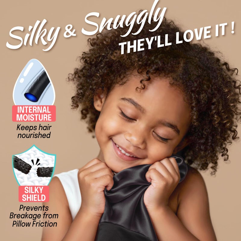 Fittia Baby Satin Bonnets for Sleeping: Adjustable for Toddler 6-18 Months, Silky Smooth for Frizzy Curly Hair, Breathable Black - Image 4