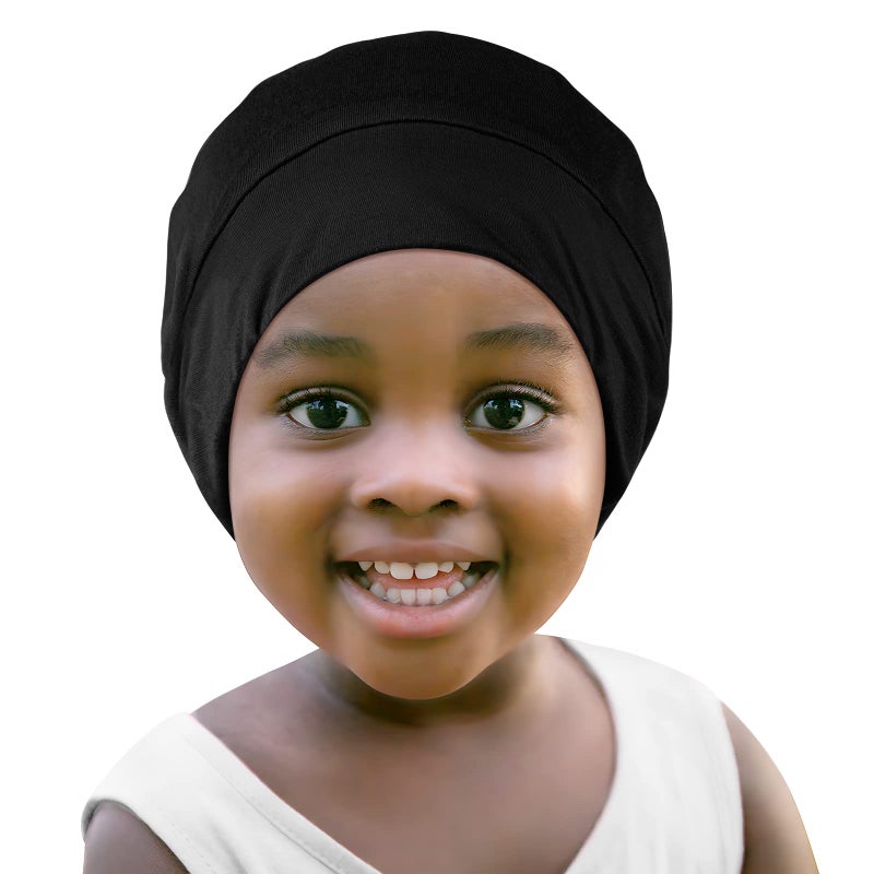 Fittia Baby Satin Bonnets for Sleeping: Adjustable for Toddler 6-18 Months, Silky Smooth for Frizzy Curly Hair, Breathable Black - Image 1