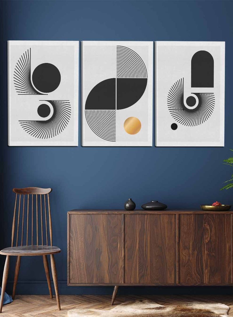 LOWHA Set Of 3 Framed Canvas Wall Arts Stretched Over Wooden Frame, Abstract Paintings, For Home, Living Room, Office Decor - Image 1