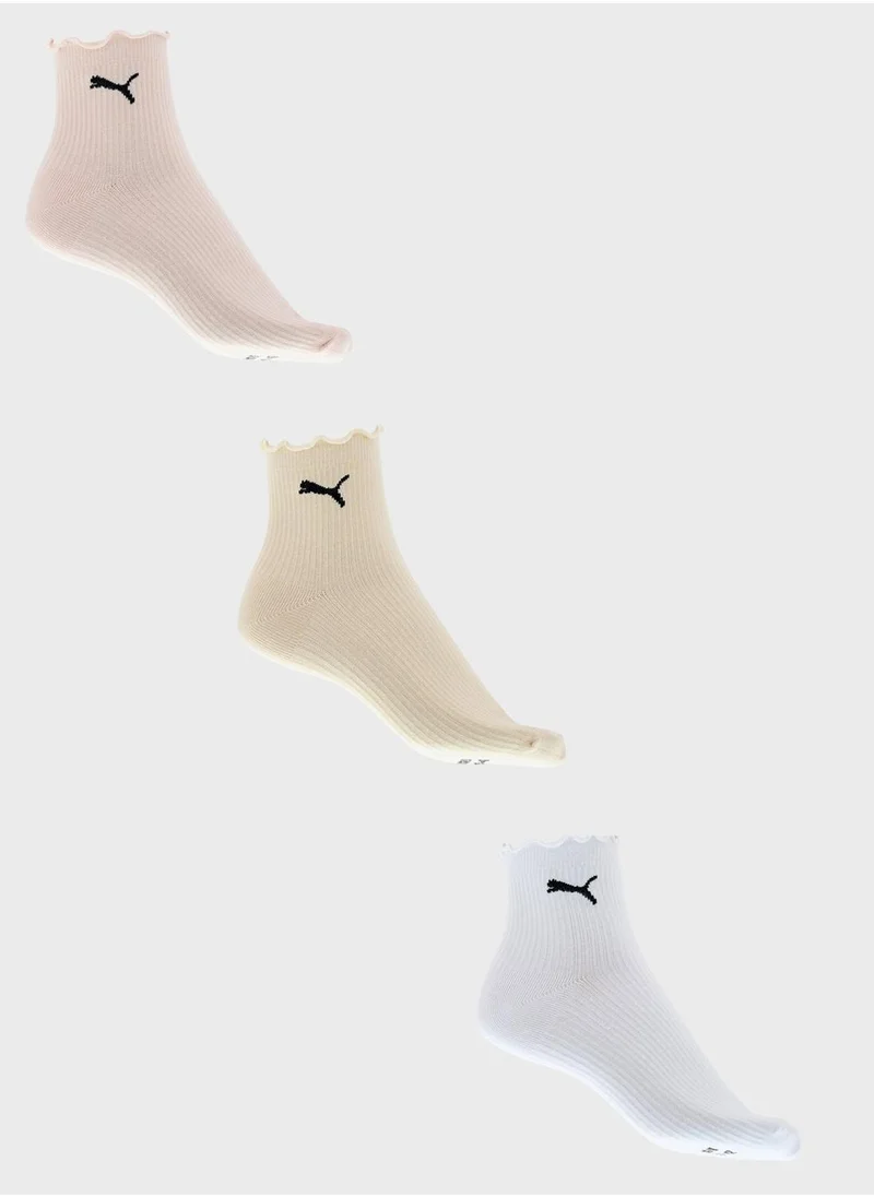 بوما 3 Pack Ruffle Crew Socks