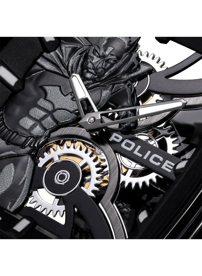 POLICE Men Limited Edition Gotham Black Dial Black Silicone Strap Analog Watch for Men - 44.5mm - Image 4