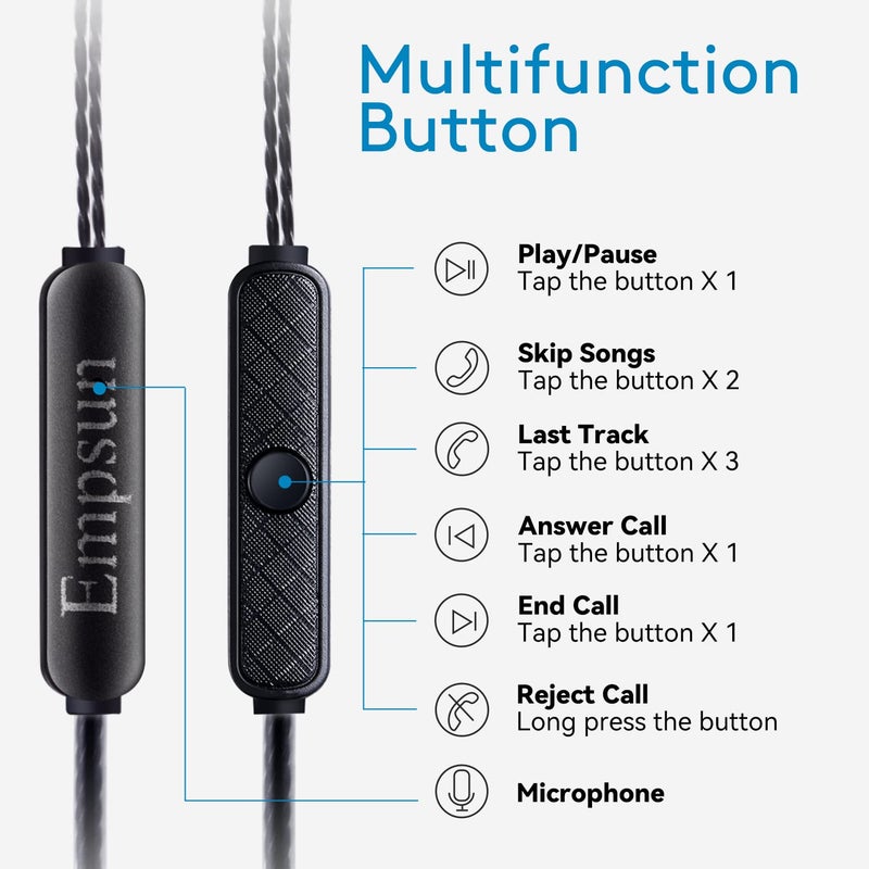 Empsun Wired Earbuds Headphones with Microphone Stereo Bass Earphones Noise Isolation in-Ear Headset Compatible with All Smartphones Tablets iPod IPad MP3 Player That with 3.5 mm Interface(Silver) - Image 2