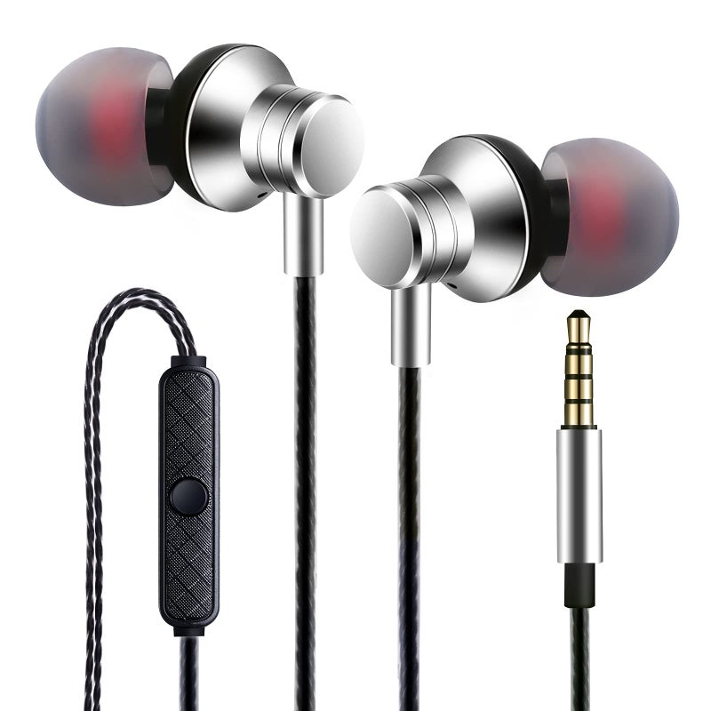 Empsun Wired Earbuds Headphones with Microphone Stereo Bass Earphones Noise Isolation in-Ear Headset Compatible with All Smartphones Tablets iPod IPad MP3 Player That with 3.5 mm Interface(Silver) - Image 1
