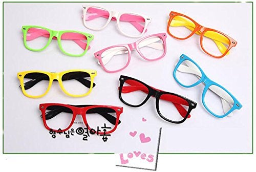Fodattm Set of 6 Kids Children Candy Colour Fashion Cute Glasses Frame Without Lenses Nerdy Retro Glasses Party Supplies (Colour Random) - Image 2