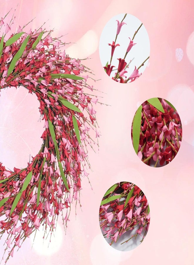 idyllic Spring Door Decoration with Pink Forsythia Wreath - Image 3