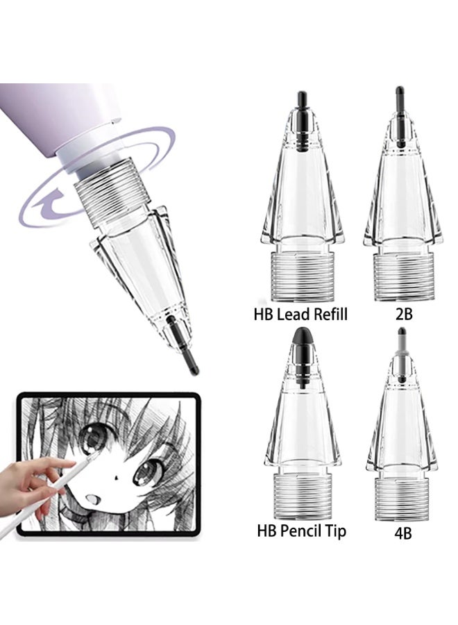 SIGood Replacement Tips for Apple Pencil 1st/2nd Gen/USB-C/Pencil Pro, Innovative Elastic Soft Probe Precise Control Pencil Nibs for iPad Pro (4 Pack Transparent) - Image 3