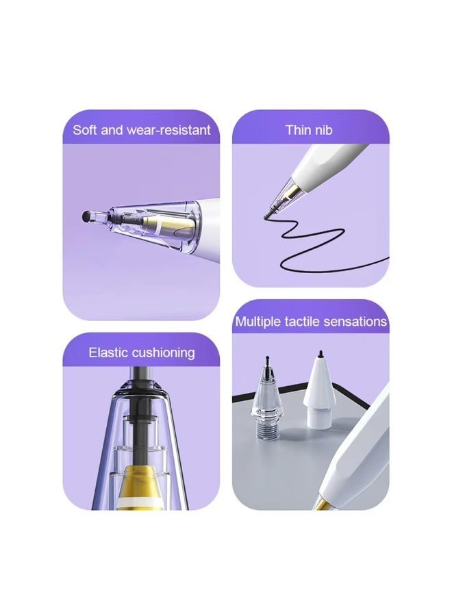 SIGood Replacement Tips for Apple Pencil 1st/2nd Gen/USB-C/Pencil Pro, Innovative Elastic Soft Probe Precise Control Pencil Nibs for iPad Pro (4 Pack Transparent) - Image 5